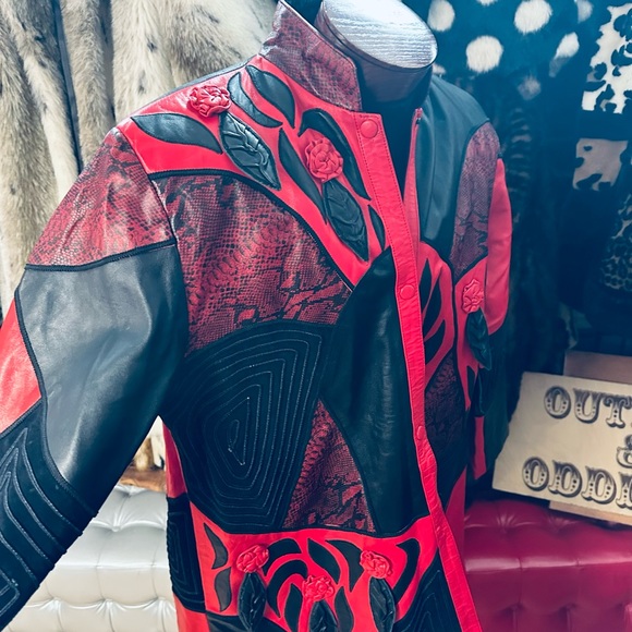 Leather 9000 Vintage 80s Rounded Collar Patchwork Buttery Soft Leather Jacket - Picture 5 of 10